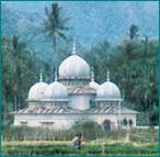 Muslims pray with head covered and feet bare.