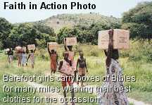 girls carrying Bibles